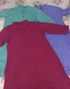 Colorful Long Sleeve Kurtis _ Set of 3 Kurti