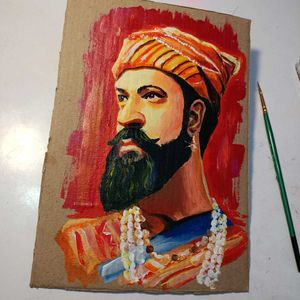 Sambhaji Maharaj Painting On Cardboard A5