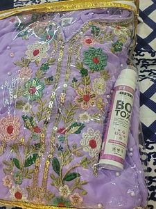 Beautiful Lavender Georgette Suit Along With Freeb