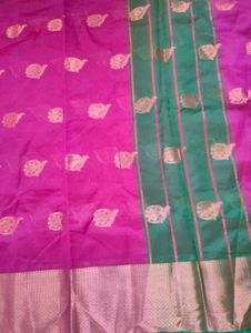 Purple, Green &amp; Gold Kora Saree
