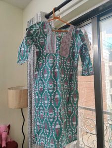 Green Printed 3 Piece Kurta Set