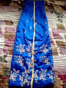 Girls Blue Embroidered Lehenga Choli
