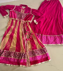 Pink & Gold Embroidered Indian Dress