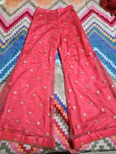 Pink Embellished fish cut Palazzo Pants