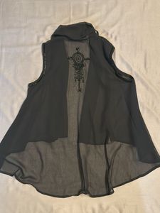 Sheer Black Sleeveless Vest