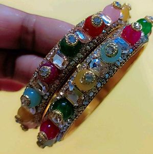 Colorful Crystal Bead Bangles (Set of 2)