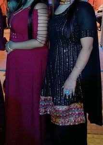 Black Suit With Plazzo    (FREE EARING)