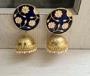 Blue Meenakari Jhumkas