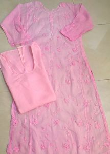 Pink applique work Kurta with inner