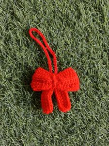 Crochet Handmade Red Big bow keycharm🥳🎀