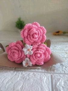 Crochet Big Rose Flower Bouquet