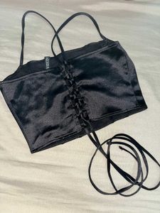 Black Satin Corset Top