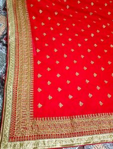 Red Embroidered Saree