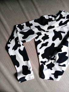 Cow Print Crop Top &amp; Leggings Set