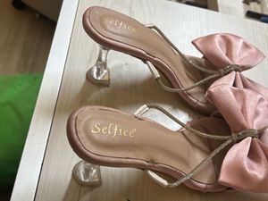 Pink Bow Heel Sandals