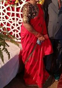 Elegant Red Polka Dot Saree