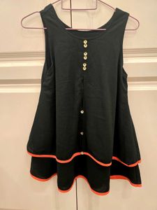 Black Top With Coral Orange Lining