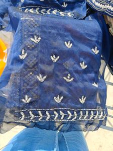 Blue Embellished Lehenga with cut dana and