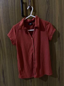 Max Red  Ribbed Top