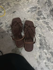 Brown Strappy Square Toe Sandals