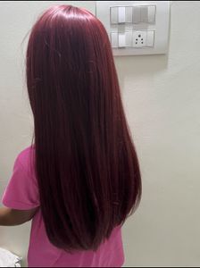 Imported! Women&#39;s Long Straight Wine Red Wig