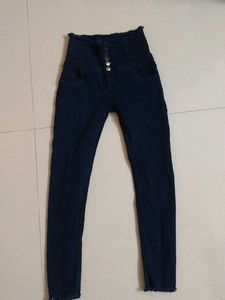 High-Waisted Navy Blue Jeans