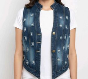 Price Drop Distressed Denim Vest
