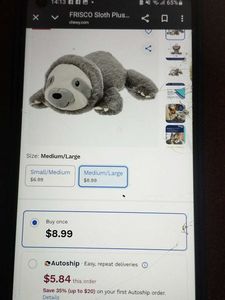 Cute Sloth Plush Pet Toy