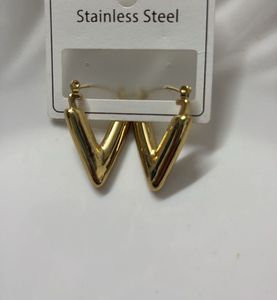 Gold V Hoop Earrings