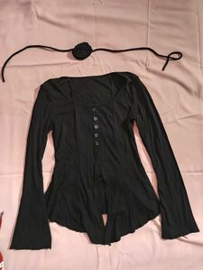 Long Sleeve Tops With Choker