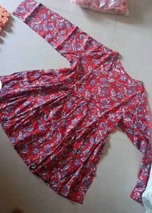 Red Floral Long Sleeve Top