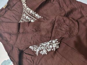 Embroidered Brown Kurti