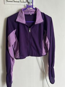 Purple Cropped Jacket for Gym & Workout