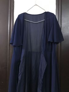 Navy Blue Wrap Maxi Size M Length 57 Inches