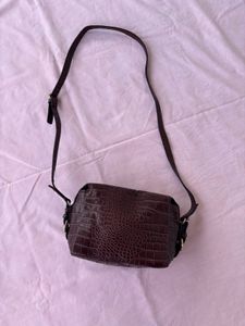 Zara Faux Croc Shoulder Bag