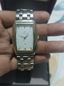 Titan Rectangular Two-Tone Wristwatch