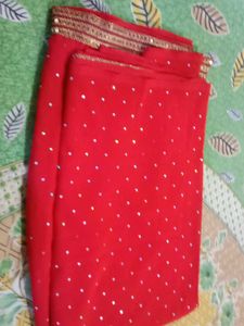 Elegant Red Embellished Saree