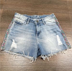 Denim Shorts with Tribal Print