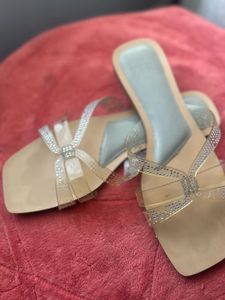 Zara Clear Strap Embellished Sandals