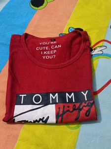 Red Colour Crop T-shirt For Women