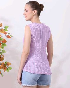Medium Length Self Designed Eyelet Pattern Top.
