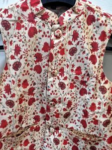 Floral Print Sleeveless Nehru Jacket