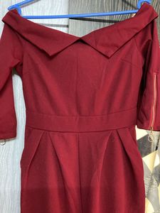 Burgundy Off-Shoulder Jumpsuit