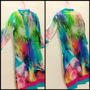 🌈Multi Clr Pakistani Style Full Length Kurti