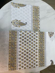 Handblock Yellow And White Bedsheet