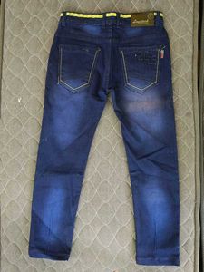 Dark Blue Jeans with Yellow Detail
