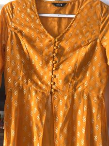 Golden Motifs Mustard Kurta