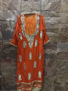 Orange Embroidered Kurti