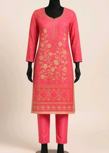 Pink Embroidered Kurti