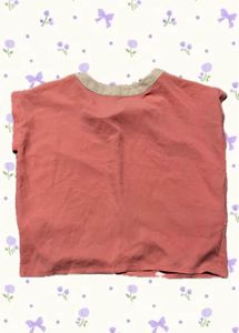 Salmon Top with Tan Collar